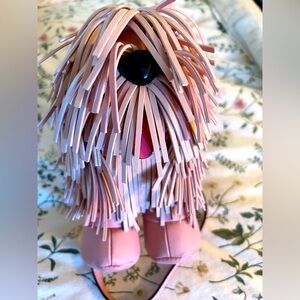 Very Cute Faux Leather Shaggy Show Dog Pink Fringe Bag Crossbody New